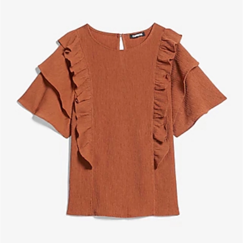Express Textured Double Ruffle Top